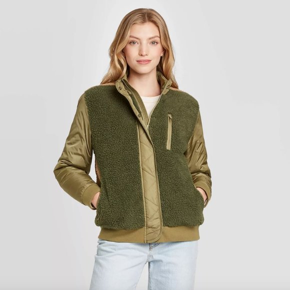 NWOT Universal Thread Green Utility Sherpa Jacket